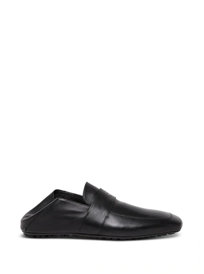 Shop Balenciaga Black Leather Loafers