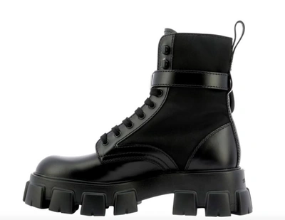Shop Prada Combat Boots Black In Nube+azzurro