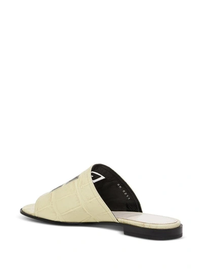 Shop Givenchy 4g Slide Sandals In Beige Leather With Logo