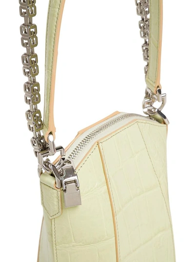 Shop Givenchy Antigona Vertical Crossbody Bag In Crocodile Print Leather In Green