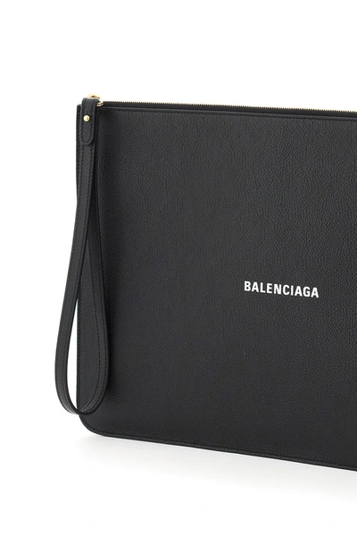 Shop Balenciaga Cash Large Pouch In Black L White