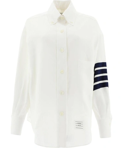 Shop Thom Browne "4-bar" Shirt In White