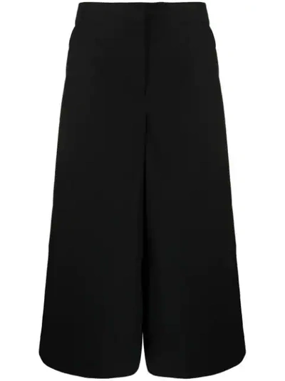 Shop Msgm Wide-leg Cropped Trousers In Nero