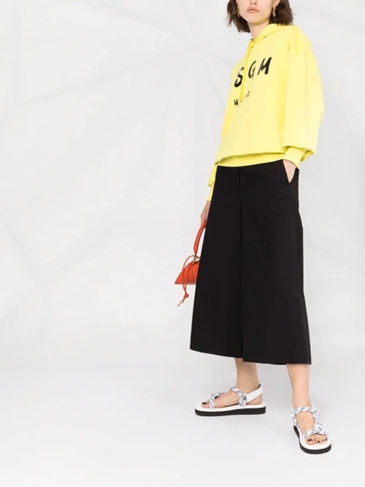 Shop Msgm Wide-leg Cropped Trousers In Nero