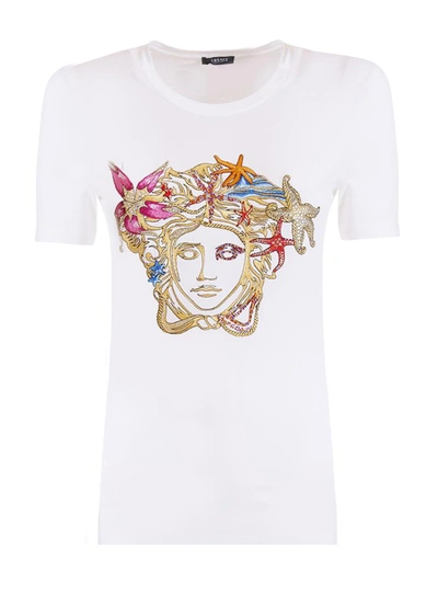 Shop Versace Trésor Medusa Logo T-shirt In Bianco