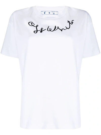 Shop Off-white Logo-print T-shirt In Bianco