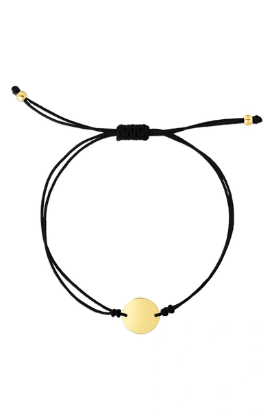 Shop Karat Rush 14k Yellow Gold Disc Corded Bracelet In Gold And Black Cord