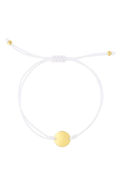 Shop Karat Rush 14k Yellow Gold Disc Corded Bracelet In Gold And White Cord