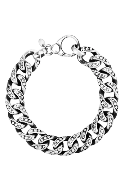 Karat Rush Sterling Silver Gunmetal-tone Italian Curb Link Bracelet In Gunmetal