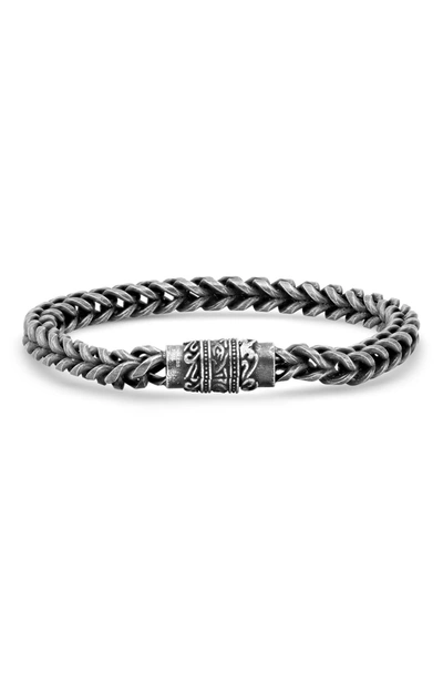 Shop Hmy Jewelry Oxidized Stainless Steel Chain Magnetic Bracelet In Metallic