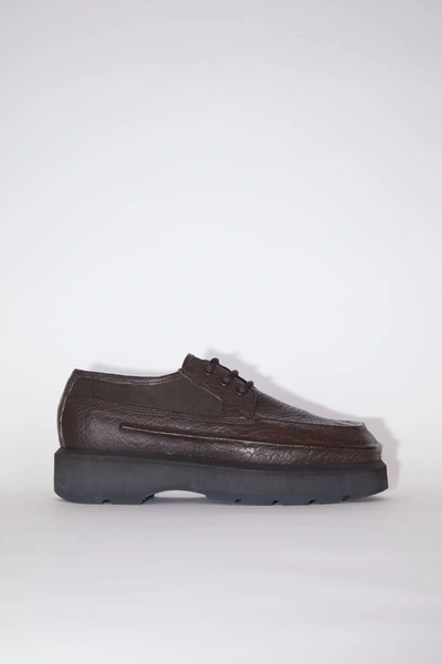Shop Acne Studios Leather Derby Shoes Coffee Brown