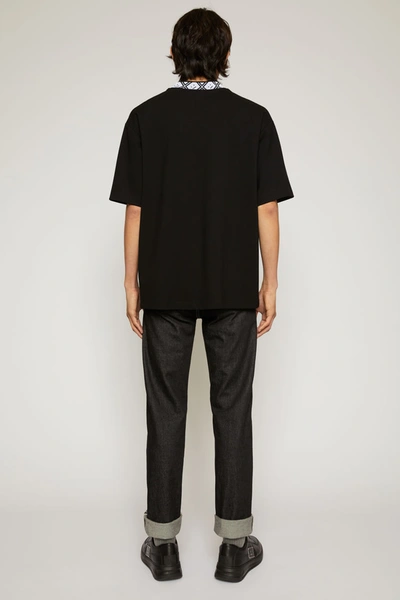 Shop Acne Studios Face Motif Mock Neck T-shirt Black