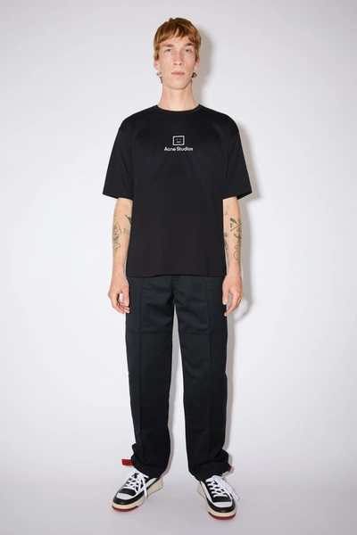 Shop Acne Studios Reflective Face Motif T-shirt Black