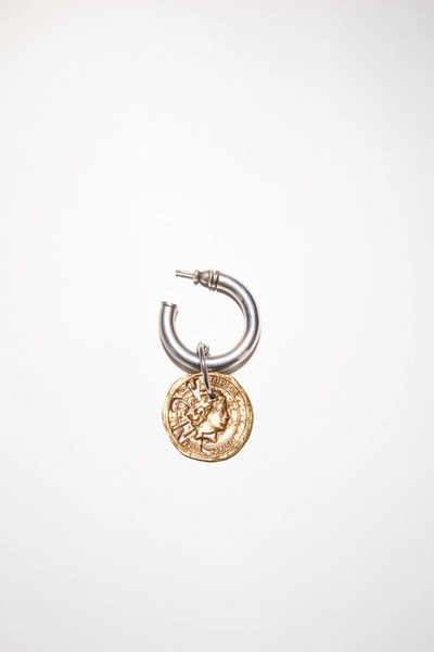 Shop Acne Studios Fn-ux-jewe000207 Antique Silver/antique Gold Coin Charm Earring In Antique Silver,antique Gold