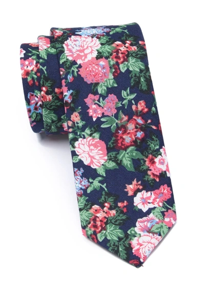 Shop Original Penguin Agut Floral Cotton Tie In Navy