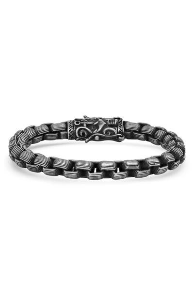 Shop Hmy Jewelry Oxidized Stainless Steel Chain Bracelet In Metallic