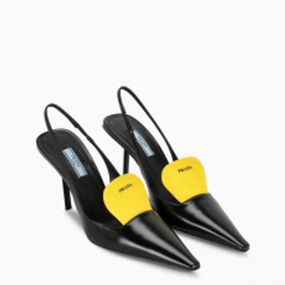 Shop Prada Black/yellow High Slingback Pumps