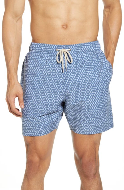 Shop Faherty Beacon Scale Print Swim Trunks In Fish Scale Batik