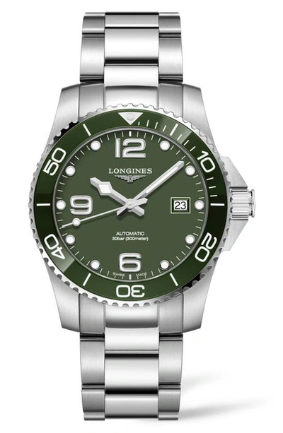 Shop Longines Hydroconquest Automatic Bracelet Watch, 41mm In Green/ Silver