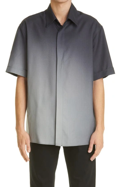 Shop Fendi Spotlight Graduated Print Wool Button-up Shirt In Nero