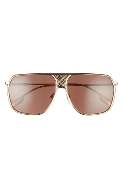 Shop Burberry 62mm Square Sunglasses In Gold/ Brown