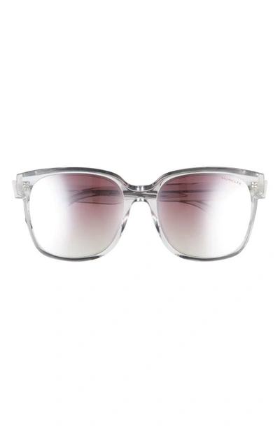 Shop Moncler 55mm Mirrored Square Sunglasses In Grey/ Other / Smoke Mirror