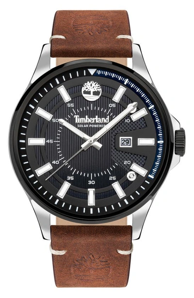 Timberland Solar 3 Hands Date Brown Genuine Leather Strap Watch 46mm |  ModeSens