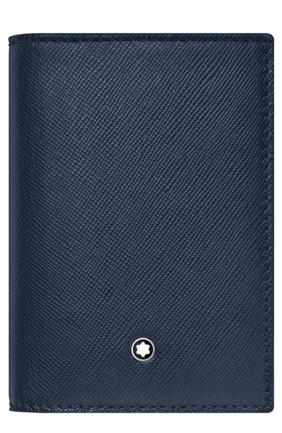 Shop Montblanc Sartorial Leather Business Card Case In Blue