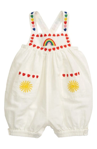 Shop Stella Mccartney Heart & Rainbow Embroidered Linen & Cotton Romper In White