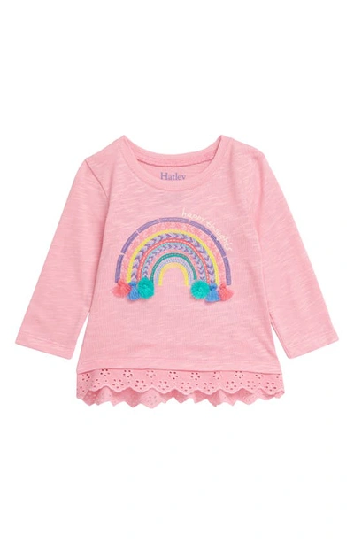 Shop Hatley Delightful Rainbow Embroidered T-shirt In Pink