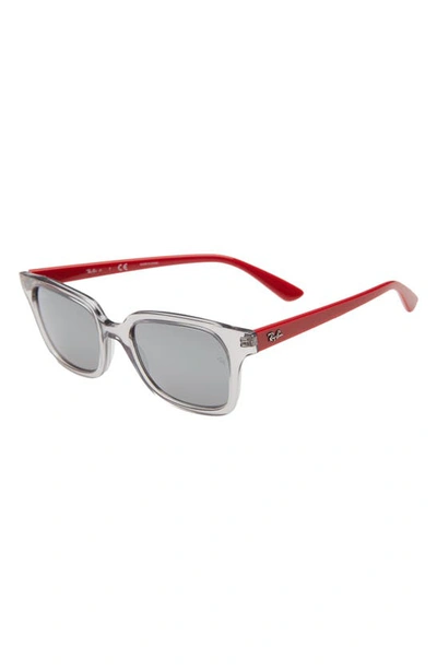 Ray Ban Junior Wayfarer 48mm Sunglasses In Transparent Grey Silver Mirror