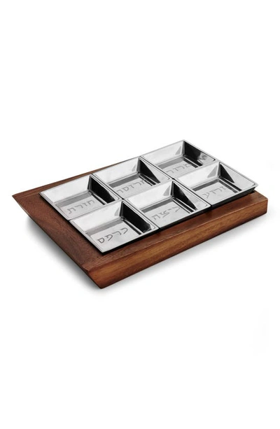 Shop Nambe Geo Seder Plate In Silver Wood