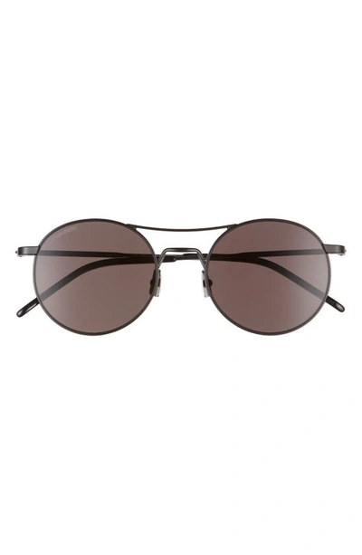 Shop Saint Laurent 51mm Tinted Round Sunglasses In Black/ Black
