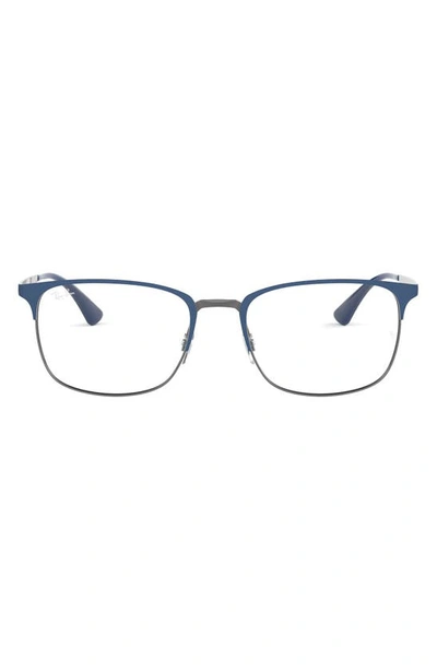 Ray Ban 54mm Rectangular Optical Glasses In Matte Blue
