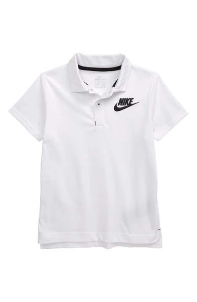 Shop Nike Kids' Logo Dri-fit Polo In White/black