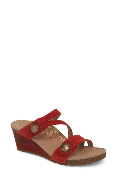 Shop Aetrex Lydia Strappy Wedge Sandal In Cayenne Leather