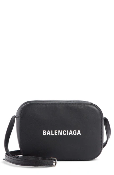 Shop Balenciaga Extra Small Everyday Calfskin Camera Bag In Black/ White