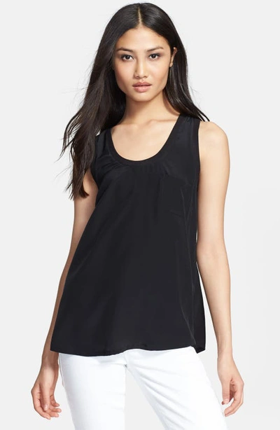 Shop Joie 'alicia' Racerback Silk Tank In Caviar