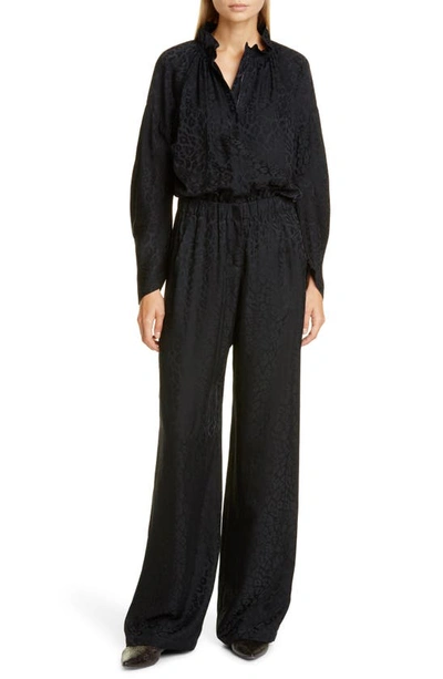 Shop Zero + Maria Cornejo Ram Gaban Cheetah Jacquard Jumpsuit In Black