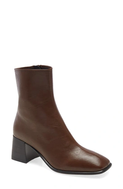 Shop Jeffrey Campbell Troye Square Toe Bootie In Dark Coffee