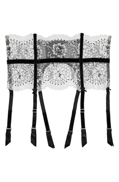 Shop Dita Von Teese Evelina Lace Garter Belt In Black/white