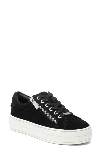 Shop Jslides Harling Zip Platform Sneaker In Black Nubuck Leather