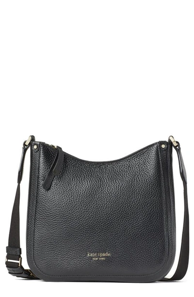 Shop Kate Spade Roulette Medium Leather Messenger Bag In Black