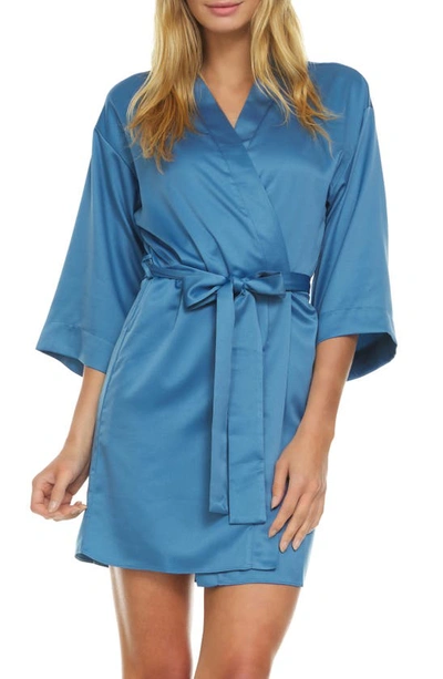 Shop Flora Nikrooz Victoria Satin Short Robe In Blue