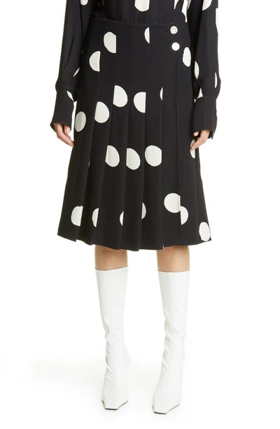 Shop Proenza Schouler Broken Dot Pleated Skirt In Black/ Ecru Dot