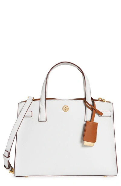 Shop Tory Burch Small Walker Leather Satchel In Gardenia