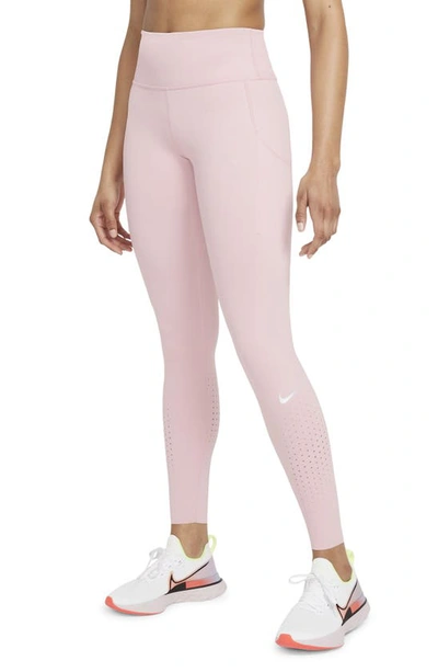 Shop Nike Epic Luxe Dri-fit Pocket Running Tights In Pink Glaze