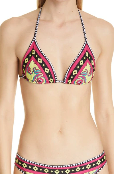 Shop La Doublej Triangle Bikini Top In Cartwheel Giallo