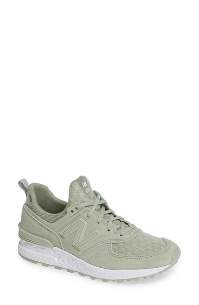 Shop New Balance 574 Sneaker In Silver Mint