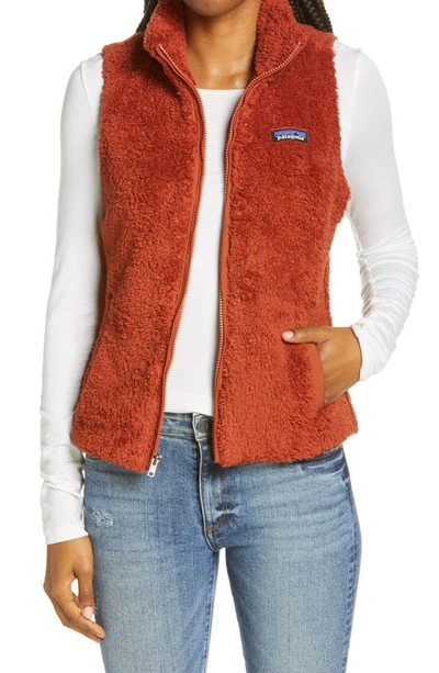 Shop Patagonia Los Gatos Fleece Vest In Burnished Red